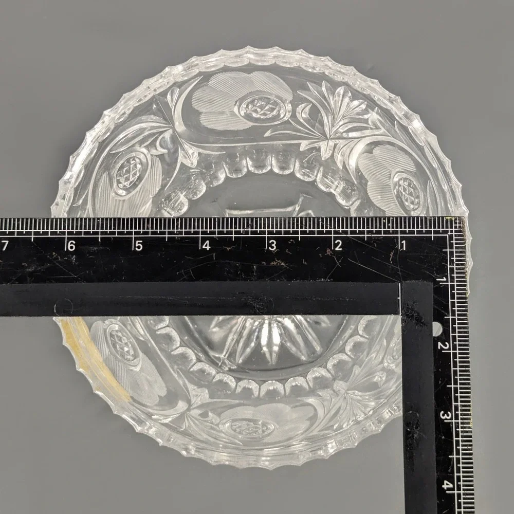Vintage Italian Hand Cut Lead Crystal Pedestal Bowl 24% Pbo Floral Compote 6.75